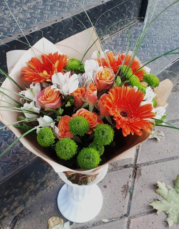 Букет цветов из: Герберы, Хризантемы, Альстромерии и Розы в Заречье