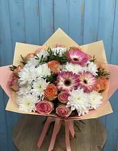 Букет цветов из:  Розы, Герберы и Хризантемы в Заречье