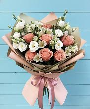 Букет цветов из:  Розы, Альстромерии и Лизиантусы в Заречье