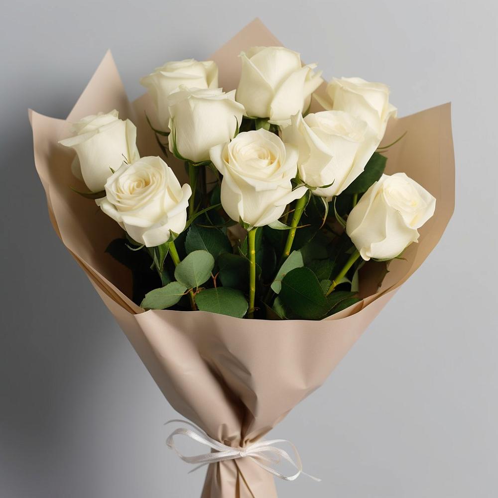 Букет 9 Белых роз Эдлесс Лав в Заречье