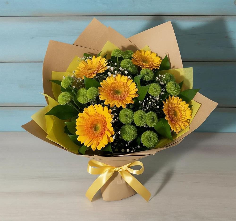 Букет цветов из: Герберы и Хризантемы в Заречье
