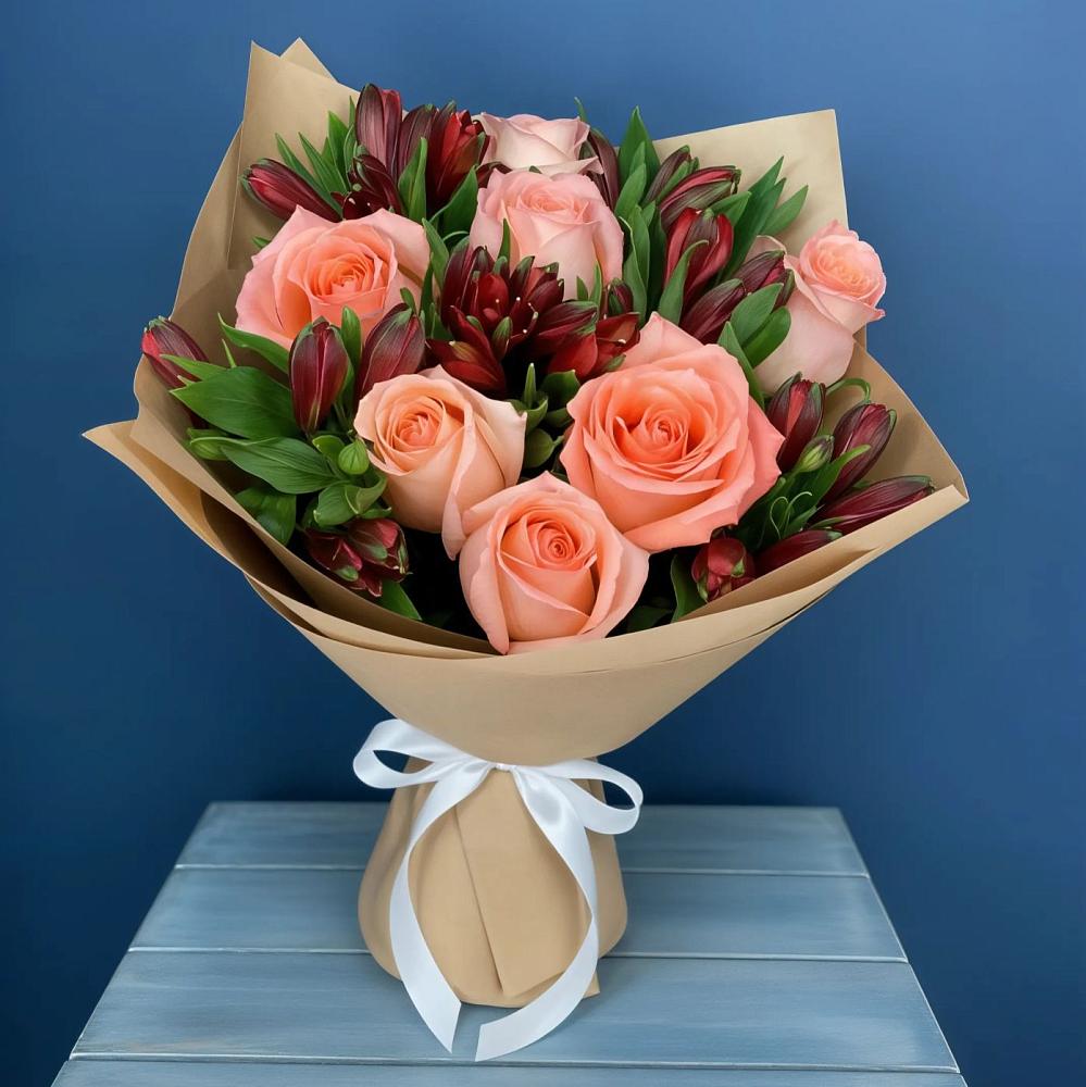 Букет цветов из: Розы и Альстромерии в Заречье