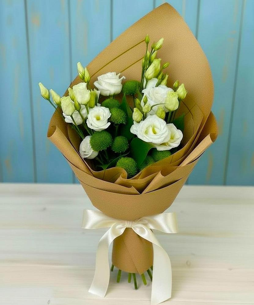 Букет цветов из: Хризантемы и Лизиантусы в Заречье