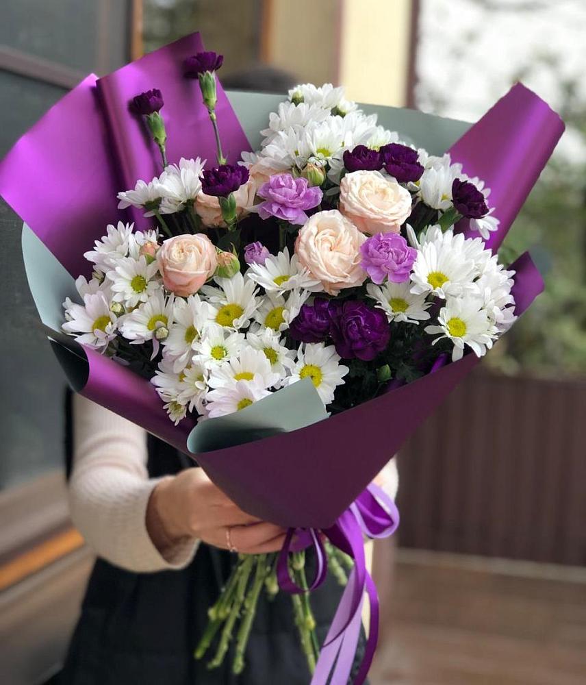 Букет цветов из: Хризантемы, Гвоздики и Розы в Заречье