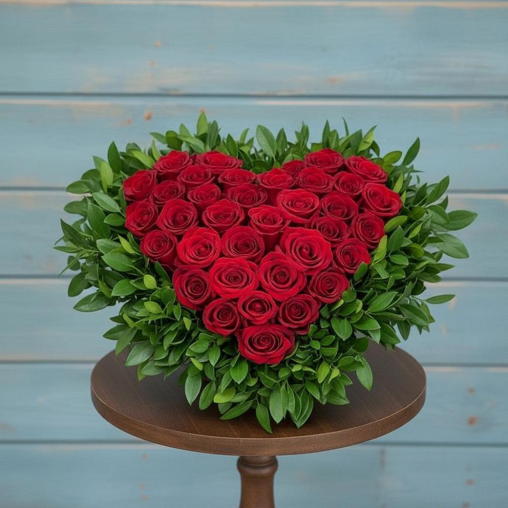 Цветочная композиция из Розы в виде сердца в Заречье