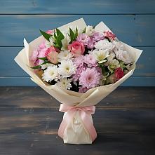 Букет цветов из:  Хризантемы, Альстромерии и Розы #REPLACE_PRED# Заречье