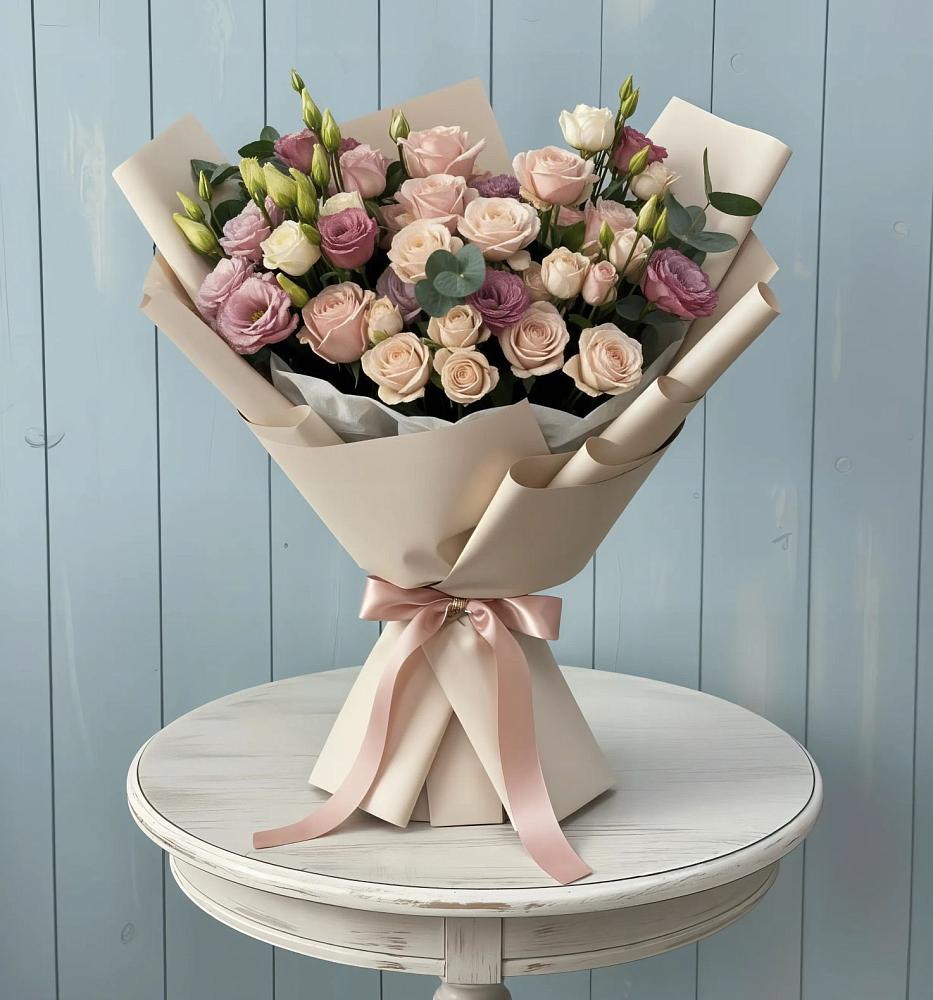 Букет цветов из: Розы и Лизиантусы в Заречье