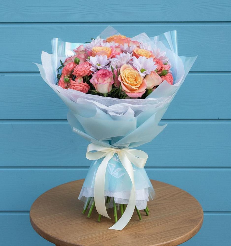 Букет цветов из: Хризантемы и Розы в Заречье