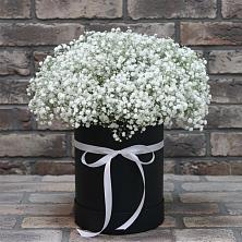 Цветочная композиция из Гипсофила в шляпной коробке в Заречье