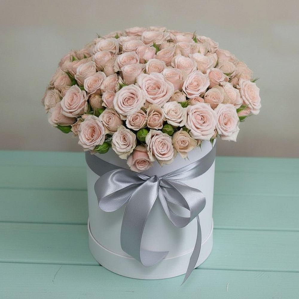 Цветочная композиция из Розы в шляпной коробке в Заречье